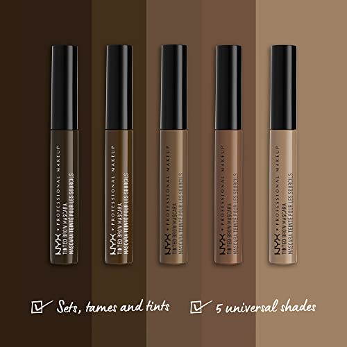 NYX PROFESSIONAL MAKEUP Fijador de Cejas Tinted Brow Mascara, Ultrapigmentado, Fórmula Gel Cremosa para Rellenar Y Dar Forma, Color: Espresso 6.5 Mililitros