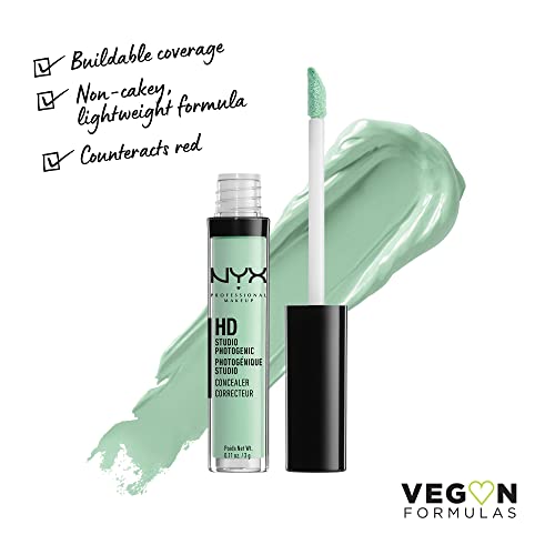 NYX Professional Makeup HD Photogenic Concealer Wand, Corrector para todo tipo de pieles, Cobertura media, Tono: Verde