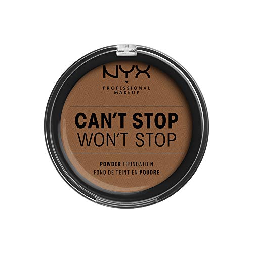 NYX Professional Makeup Polvos de sol Can't Stop Won't Stop Full Coverage Powder Foundation, Acabado mate, Control de brillos, Larga duración, Fórmula vegana, Tono: Cappucino