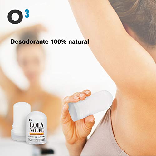 O³ Piedra de Alumbre Desodorante - 3 Unidades de 60g -100% Natural - Sin Aluminio - sin Parabenos - Desodorante Natural Hombre y Mujer