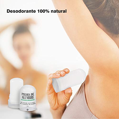 O³ Piedra de Alumbre Desodorante - 3 Unidades de 60g -100% Natural - Sin Aluminio - sin Parabenos - Desodorante Natural Hombre y Mujer