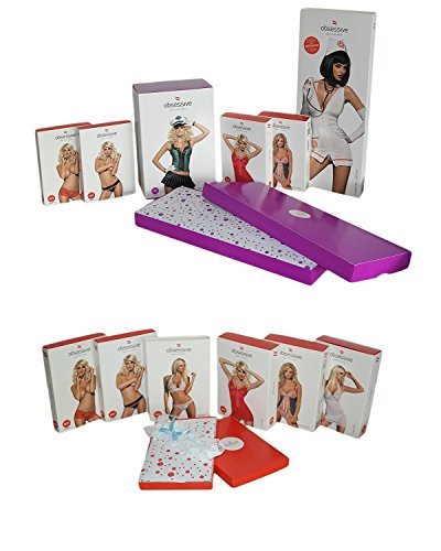 Obsessive Body seductor con encaje de lujo en elegante caja de regalo. Negro L-XL