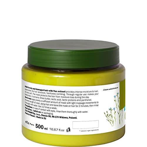 O'Herbal Mascarilla Capilar Para Cabello / Pelo Seco Y Dañado Natural Ecológica Sin Sulfatos Ni Siliconas Profesional Con Extracto De Lino O'Herbal 500Ml 500 ml