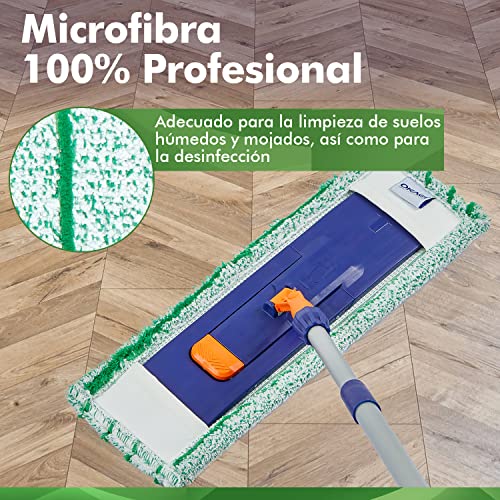 Okaei 1 funda para mopa (50 cm), para limpieza en seco y húmedo, para todos los soportes de fregona y prensas, color verde