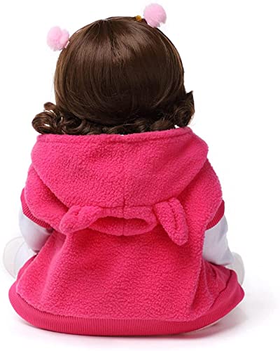 OKMIJN Reborn Baby Doll 48cm18in Todo Silicona Reborn Baby Dolls Cuerpo Completo Impermeable Niños pequeños Niñas Ojos Abiertos Reborn Toddler Doll con Kits y Baby S (Ojos Marrones)