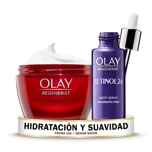 Olay Regenerist Crema Facial De Día Con SPF 30 + Sérum de noche, Sérum retinol sin fragancia para una piel suave y radiante