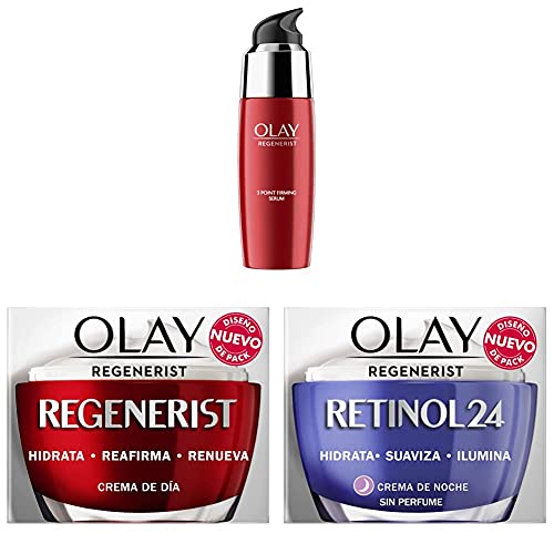 Olay Regenerist Ultra Firming Sérum + Crema Facial De Día + Crema Hidratante De Noche Con Retinol, Sin Fragancia