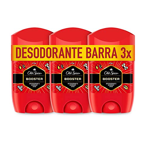 Old Spice Booster Antitranspirante Y Desodorante En Barra para Hombres 3 x 50 ml (Total 150 ml)
