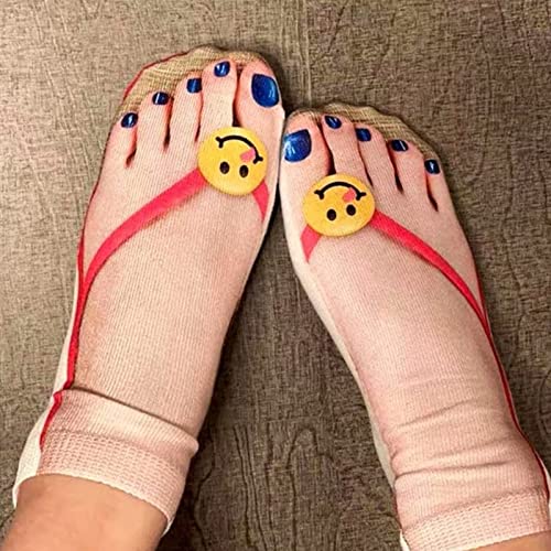 Opfree 3D Flip Flop Print Socks,Manicure Print Socks,Casual Personalized Flip Flop Socks,for Men and Women (10)