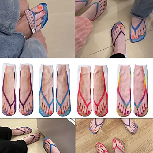 Opfree 3D Flip Flop Print Socks,Manicure Print Socks,Casual Personalized Flip Flop Socks,for Men and Women (10)