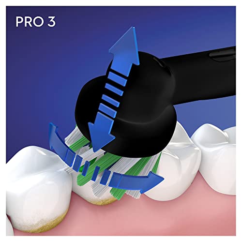 Oral-B PRO 3 Cepillos de Dientes Eléctricos (Pack de 2) con Mangos Recargables, Tecnología Braun y 2 Cabezales de Recambio y Control de Presión, 3900 N, - Rosa/Negro