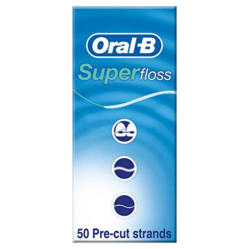 Oral-B Seda Dental Super Floss Ortodoncias y Puentes, 50 hebras precortadas