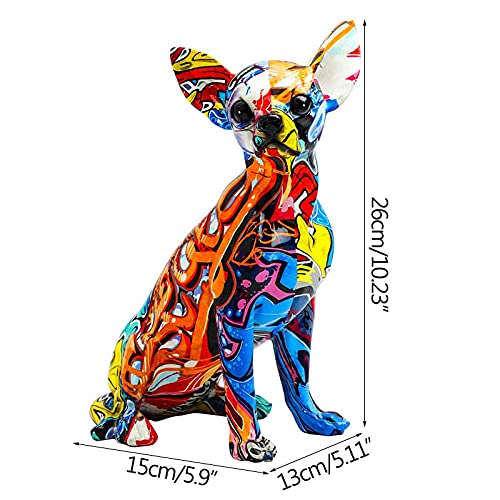 Ornaments Statues Sculptures Colorful Craft Resin Dog Sculpture Home Decoration Accessories Printing Graffiti Animal Model-A  A