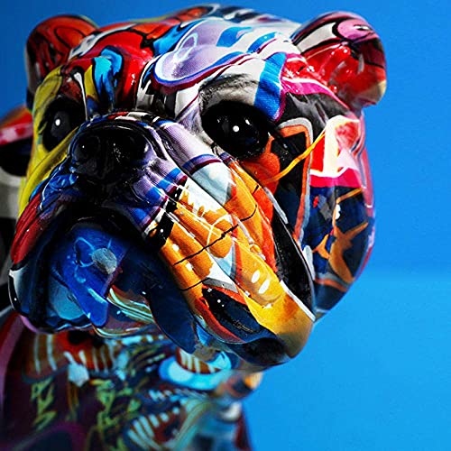 Ornaments Statues Sculptures Colorful Craft Resin Dog Sculpture Home Decoration Accessories Printing Graffiti Animal Model-A  A