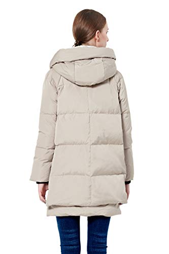 Orolay Chaqueta de Plumón Gruesa con Capucha para Mujer Beige M