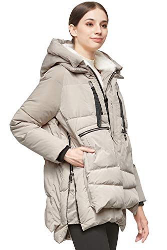 Orolay Chaqueta de Plumón Gruesa con Capucha para Mujer Beige M