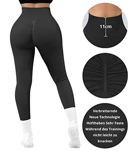 OUDOTA Mallas deportivas para mujer, cintura alta, deportivas, ajustadas, para yoga, con control de abdomen, opacas, para correr, fitness, correr, ciclismo, #3 Negro, M