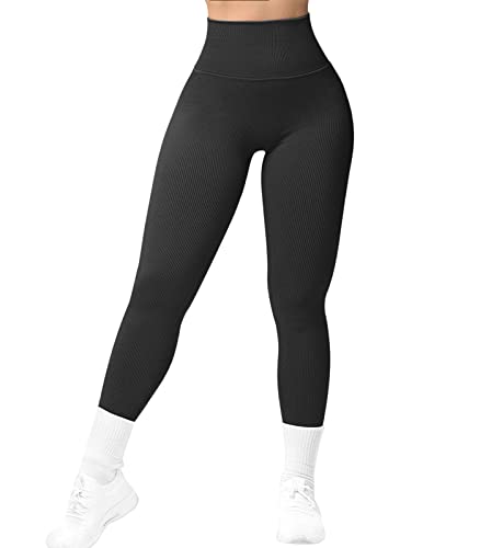 OUDOTA Mallas deportivas para mujer, cintura alta, deportivas, ajustadas, para yoga, con control de abdomen, opacas, para correr, fitness, correr, ciclismo, #3 Negro, M