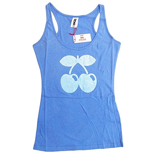 Pacha: Camiseta sin mangas con Logo Tono Cereza Purpurina - Azul, XS - Extra Small