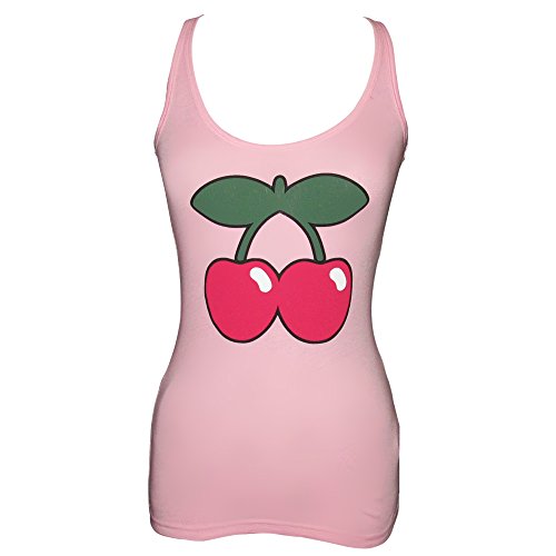 PACHA: Camiseta sin Mangas Mujer Rosa con Logo Básico Cereza - Rosa, L - Large