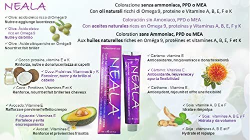 Pack 3-7.07 Coloración Profesional SIN AMONIACO y libre de PPD y MEA Enriquecido con Omega9, extractos naturales y vitaminas. Gran brillo y cobertura- 7.07- Rubio Medio Miel - NEALA 3x100ml.