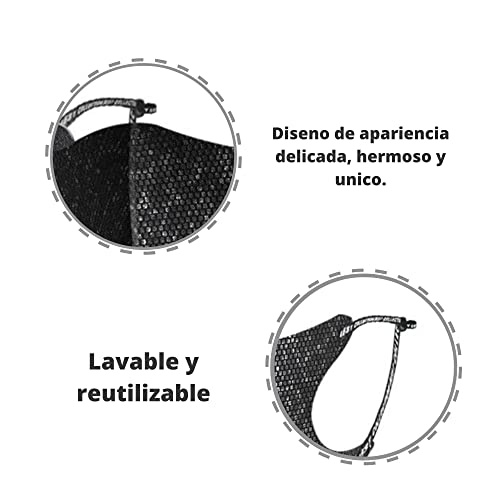 Pack 3 Mascarillas Reutilizables - Mascarillas de tela negra - mascarillas de tela mujer - mascarilla tela hombre - mascarillas elegantes Lavables - mascarillas unisex - mascarilla de tela.