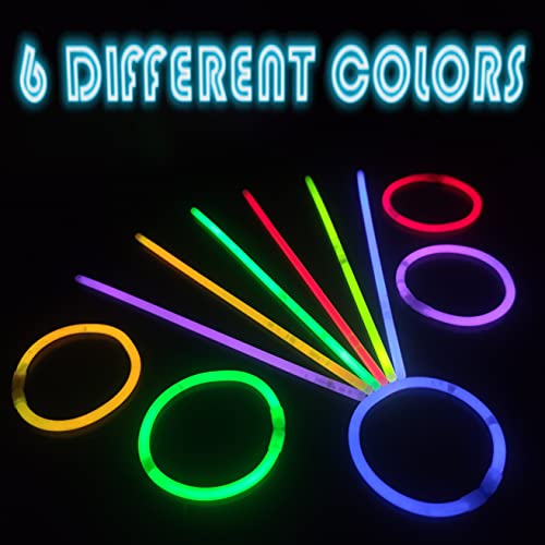 Pack fiesta, barras luminosas, 224 piezas, 100 palos de color, 100 conectores para pulseras fluorescentes que brillan + 24 conectores para crear gafas, pelotas, flores, diademas y collares.