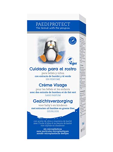 PAEDIPROTECT Crema facial para bebés y niños 75 ml, Crema hidratante sin perfume y sin microplásticos, crema facial para pieles secas y sensibles, ingredientes veganos para el cuidado de la piel