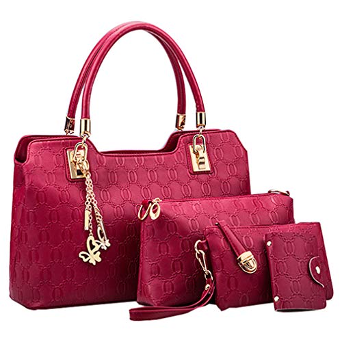 Pahajim Conjunto de 4 Bolsos, Bolso de Cuero Suave de La PU, Bolso de Hombro, Bolso de Compras de Las Mujeres, Incluyendo la Bolsa de Hombro, Bolso, Cartera y Titular de la Tarjeta