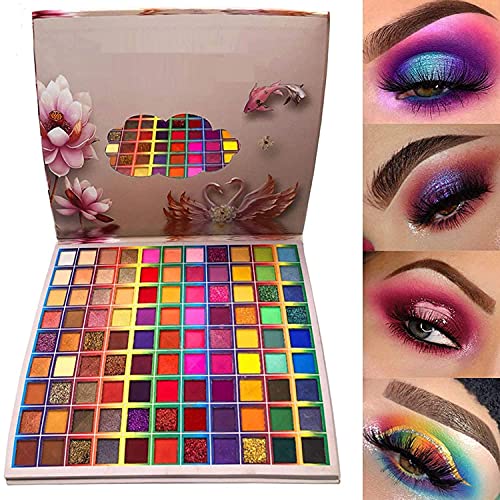 Paleta de sombras de ojos de 99 colores, paleta de sombras de ojos rechoo rainbow colors fusion, paleta de maquillaje profesional con brillo mate, sombra de ojos en polvo de colores de larga duración