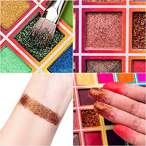 Paleta de sombras de ojos de 99 colores, paleta de sombras de ojos rechoo rainbow colors fusion, paleta de maquillaje profesional con brillo mate, sombra de ojos en polvo de colores de larga duración