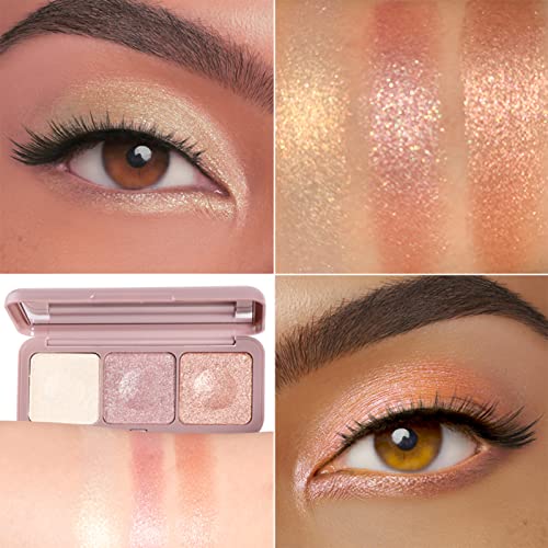 Paleta De Sombras De Ojos Profesionales, Paleta de sombras de ojos, 3 colores sombra de ojos Powder Make Up Waterproof Matte and Shimmers Paleta de sombras de ojos altamente pigmentadas (01)