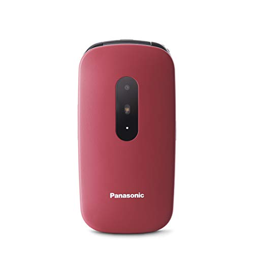 Panasonic KX-TU446EXR Teléfono Móvil Para Personas Mayores (Resistente a Golpes, Cámara, Incluye Auriculares y Cargador, Indicador LED) - Granate