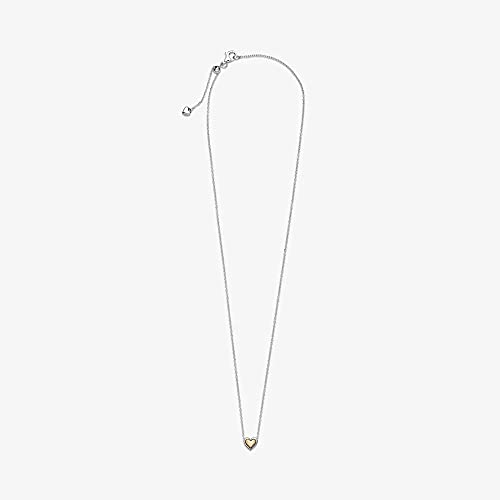 PANDORA 399399C00-45 - Collar de Plata de Ley y Oro de 14 Quilates con Forma de corazón, Talla 45