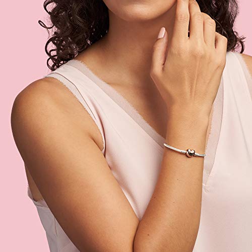 Pandora 580719-19 - Pulsera de plata de ley 925 con cierre Pandora en forma de corazón recubierto de oro rosa de 14 K, para mujer, 19 cm