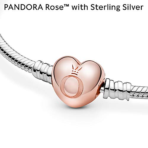 Pandora 580719-19 - Pulsera de plata de ley 925 con cierre Pandora en forma de corazón recubierto de oro rosa de 14 K, para mujer, 19 cm