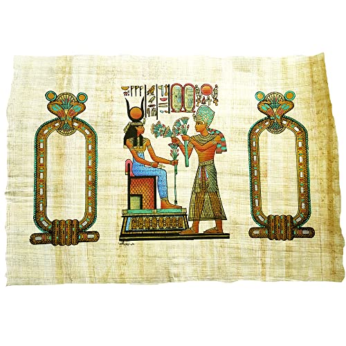Papiro Egipcio Original Hecho y Pintado a Mano en Egipto con 2 Nombres en jeroglífico. Largo 22 cm Ancho 33 cm
