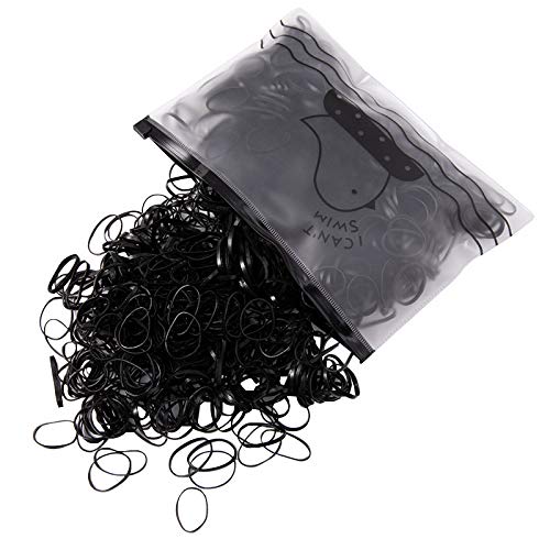 Paquete de 1000 Mini Gomas de Pelo Coletero Elástico Banda de Pelo Bandas Elásticas Suaves Para Pelo de Niños,Gomas de Pelo Elásticos Cintas Bandas de Trenzado,Trenzas, Peinado de Boda y Más (Negro)