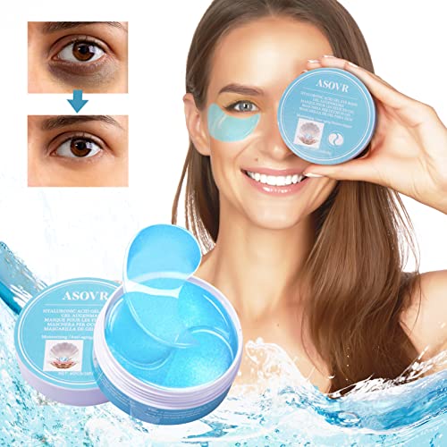 Parches Ojos de Colágeno,60PCS Mascarilla Para Ojos Altamente Hidratante de Acido Hialurónico, Elimina Parches Ojos Bolsas y Ojeras, Diluye las Líneas Finas y Parches Hidrogel Ojos Antienvejecimiento