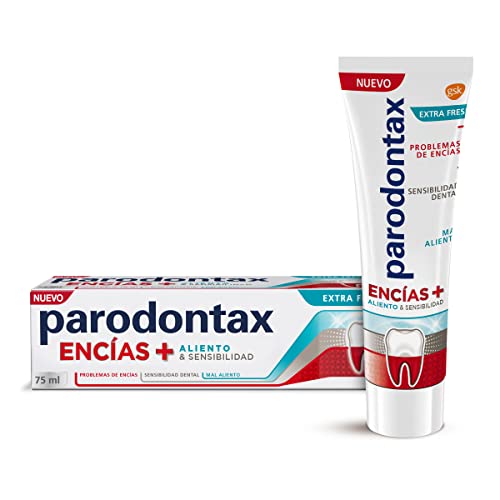 Parodontax, Encías + Aliento y Sensibilidad, Pasta de Dientes, Protege frente a problemas de encías, Mal aliento y sensibilidad dental, Extra Fresh, Pack de 3 x 75 ml