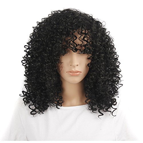 Pelucas de pelo rizado para mujeres negras, pelo natural para mujeres negras,pelucas de pelo humano de encaje frontal corto, pelucas sintéticas onduladas con brazaletes de 35,56 cm, 310 g