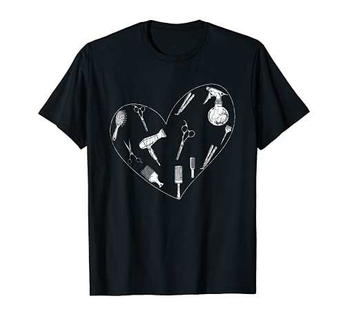 Peluquería Corazón Divertido Peluquero Gráfico Camiseta