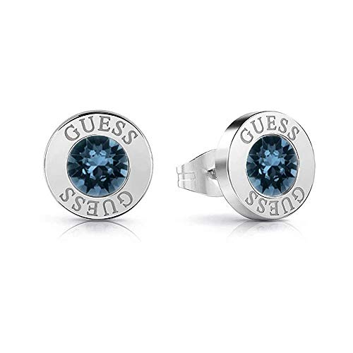 Pendientes Guess Shiny Crystals azul acero inoxidable quirúrgico chapados rodio UBE78091 [AC1146]