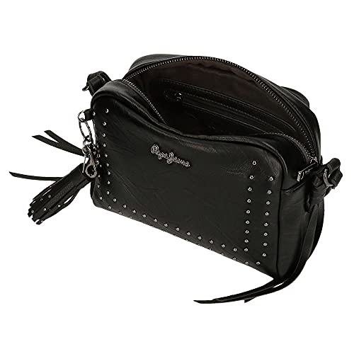 Pepe Jeans Chic Bandolera Pequeña Negro 21x15x9 cms Piel sintética