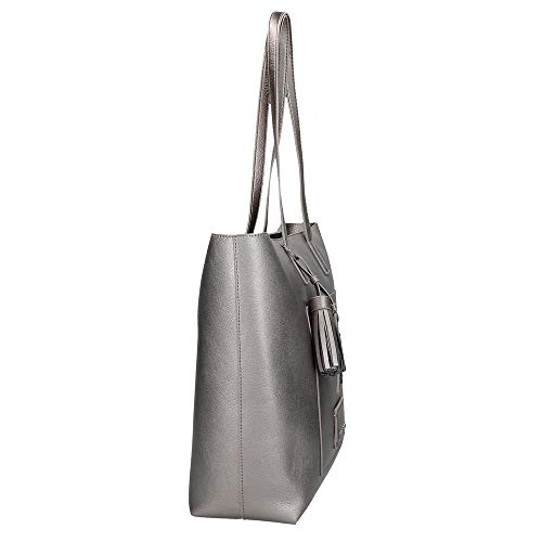 Pepe Jeans Cira Bolso Shopper Gris 42x29x11 cms Piel sintética