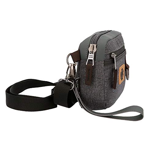 Pepe Jeans Irvin Bolso de Mano con Bandolera Gris 19x13x4,5 cms Poliéster