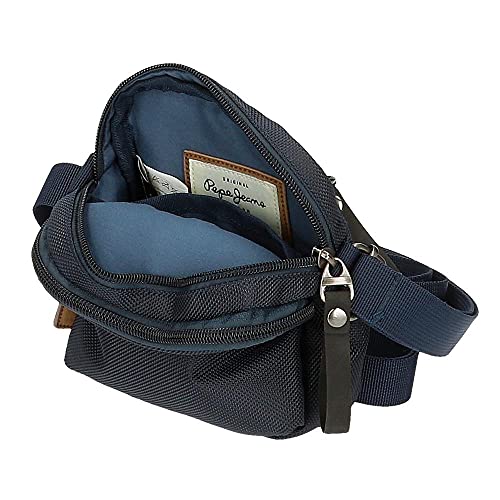 Pepe Jeans Pick Up Bandolera Dos Compartimentos Azul 12x15x3,5 cms Poliéster