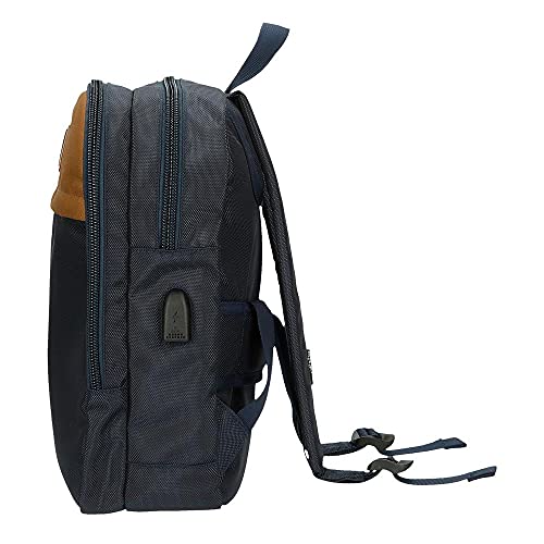 Pepe Jeans Pick Up Mochila para Portátil Adaptable 13,3" Azul 27x36x12 cms Poliéster 11,66L