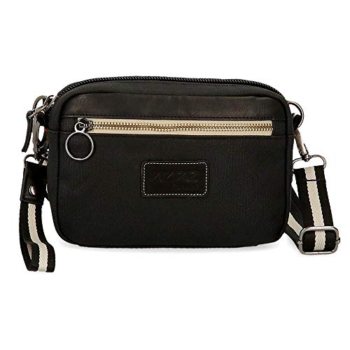 Pepe Jeans Strike Bolso de Mano con Bandolera Negro 19x13x4,5 cms algodón