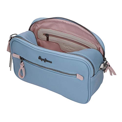 Pepe Jeans Zaida Bandolera Dos Compartimentos Azul 24x16x9 cms Piel sintética